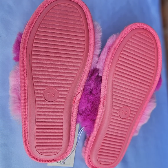 Pink and Purple Fuzzy Slippers - Picture 5 of 5